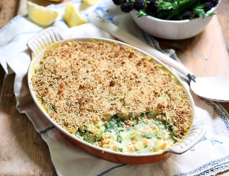 Creamy Cod Cheek & Leek Bake
