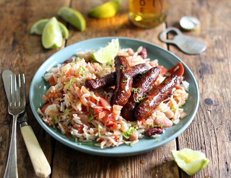 Chorizo with Mexican Rice & Beans