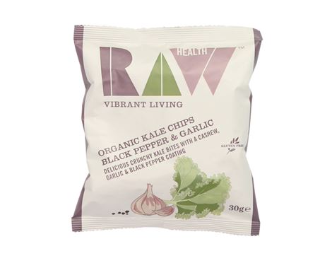 Kale Crisps, Black Pepper & Garlic, Organic, Raw Health (30g)