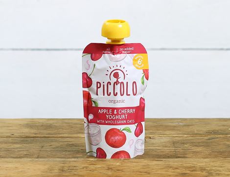 Apple & Cherry Yogurt with Wholegrain Oats, Stage 1, Organic, Piccolo Food (100g)
