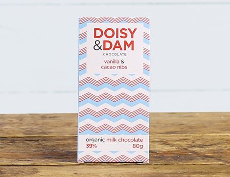 Roasted Cacao Nibs Milk Chocolate, Organic, Doisy & Dam (80g)
