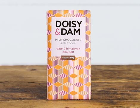 Date & Pink Himalayan Salt Milk Chocolate, Organic, Doisy & Dam (80g)