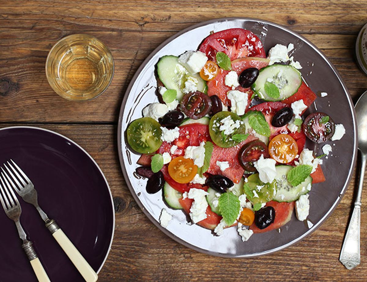 Greek Salad with Melon & Mint