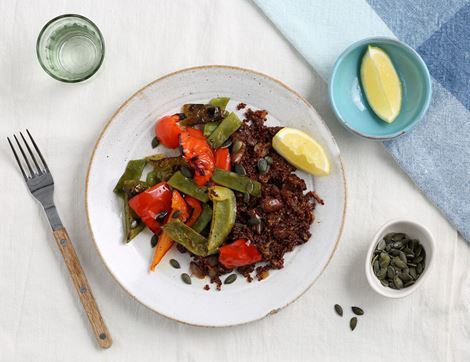 Spanish Spiced Quinoa with Sweet Grilled Peppers