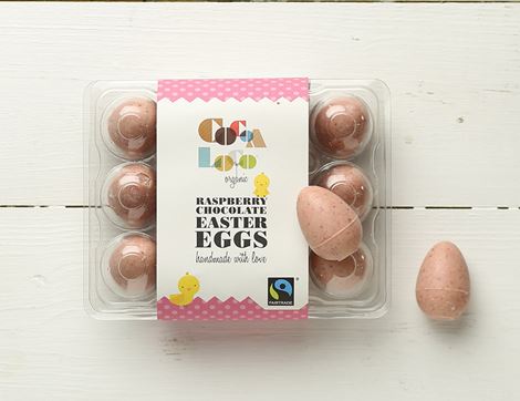 White Chocolate & Raspberry Mini Eggs, Organic, Cocoa Loco (140g)