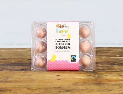 White Chocolate & Raspberry Mini Eggs, Organic, Cocoa Loco (140g)