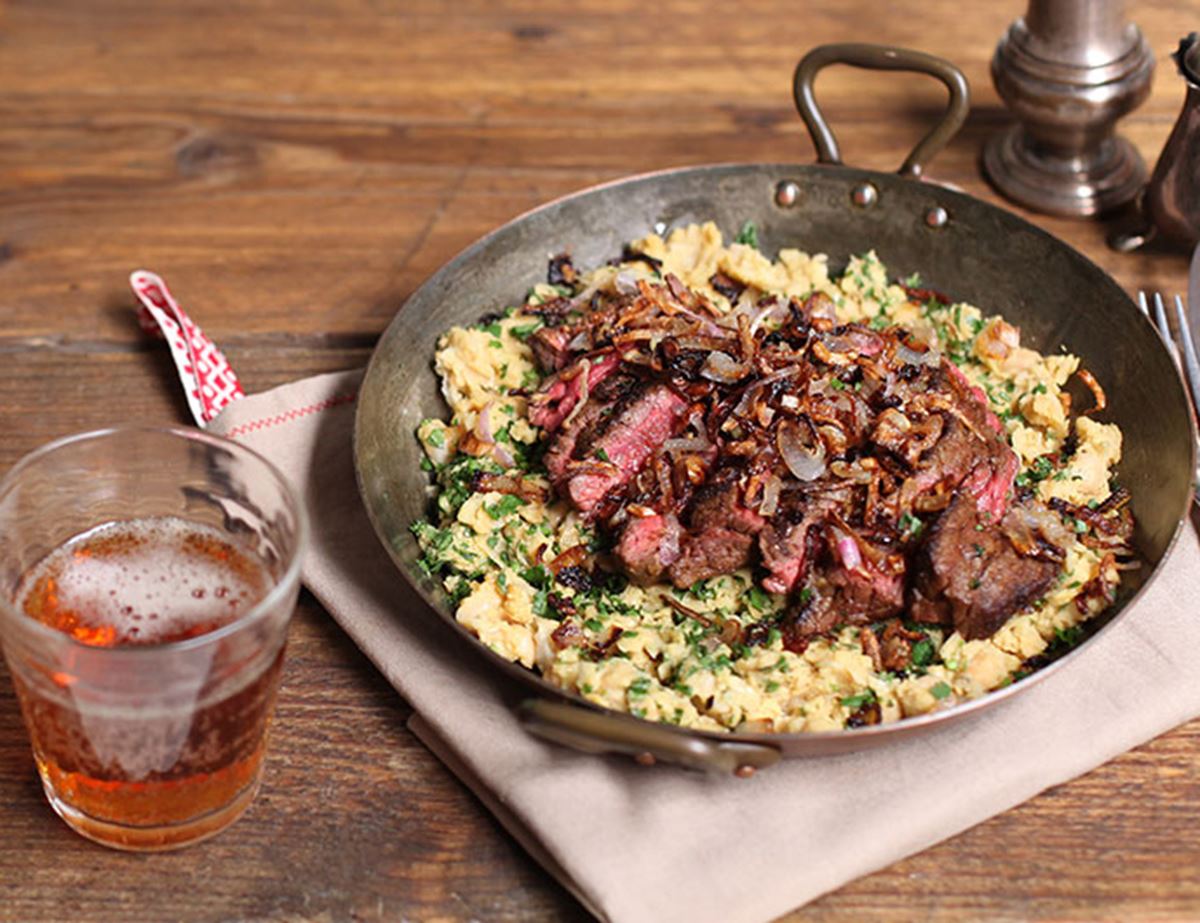 Bombay Bavette with Coriander Chickpea Mash