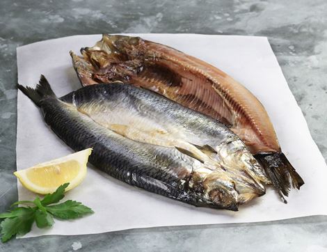 Whole Smoked Kippers, Springs Smokery (pack of 2)