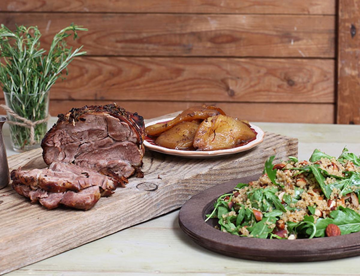 Lamb Shoulder with Balsamic &  Rosemary Pears