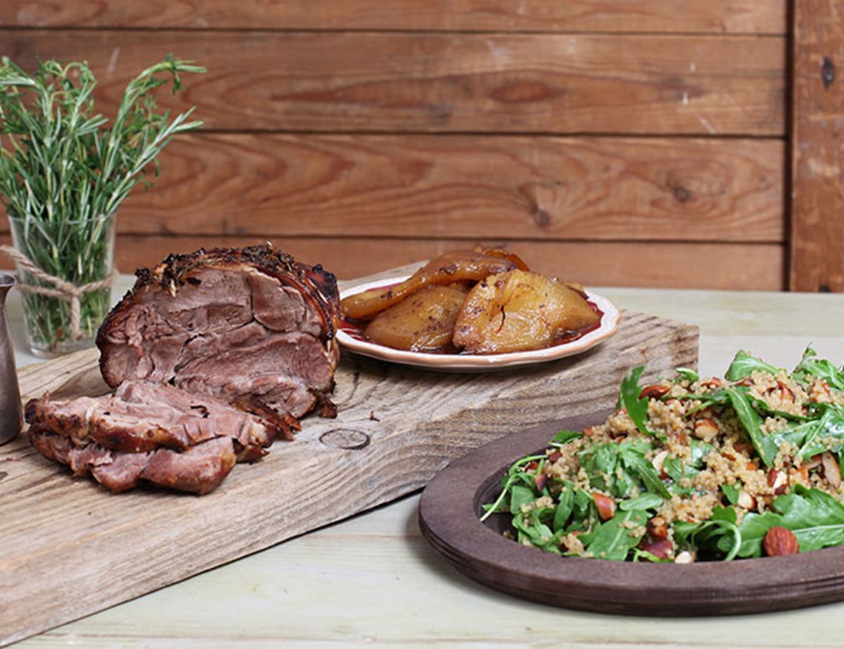 Lamb Shoulder with Balsamic &  Rosemary Pears