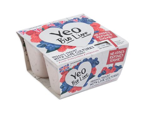Bio-Live Blueberry & Raspberry Yogurts, Organic, Yeo Valley (4 x 120g)