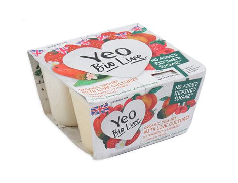 Bio-Live Strawberry, Raspberry, Peach & Mango Yogurts, Organic, Yeo Valley (4 x 120g)