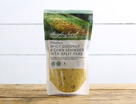 Spicy Coconut & Corn Chowder with Split Peas, Organic, Daylesford (500ml)