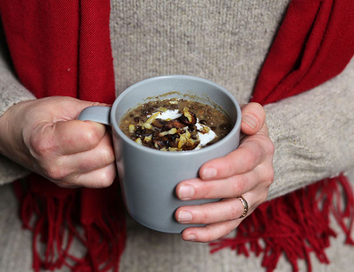 Lentil, Roast Lemon & Mushroom Soup