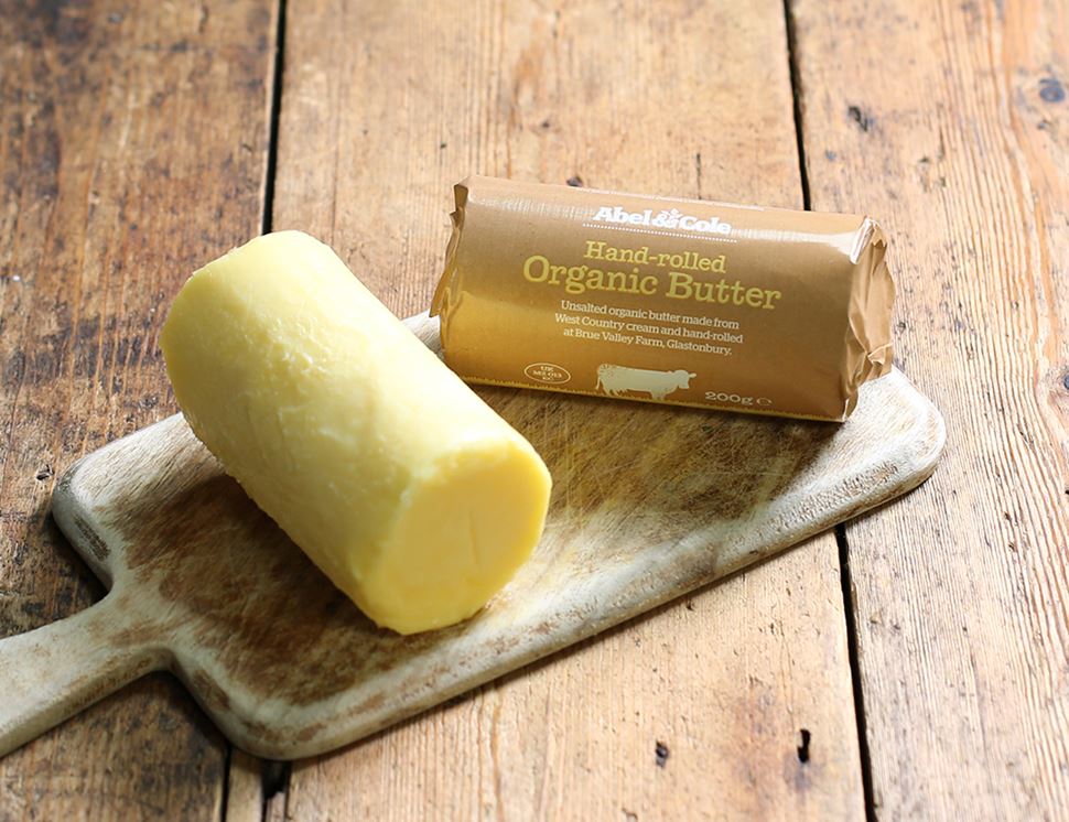 Hand-rolled Butter, Unsalted, Organic, Abel & Cole (200g) .