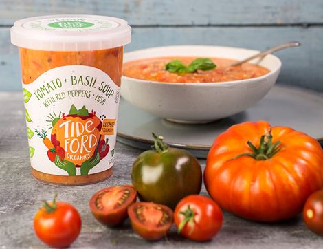 Tomato & Basil Soup with Red Peppers & Miso (FODMAP Friendly), Organic, Tideford (600g)
