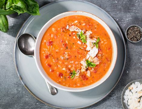 Tomato & Basil Soup with Red Peppers & Miso (FODMAP Friendly), Organic, Tideford (600g)