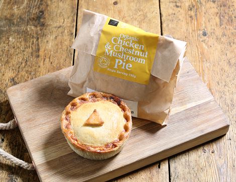 Chicken & Chestnut Mushroom Pie, Organic, Lodge Farm Kitchen (190g)