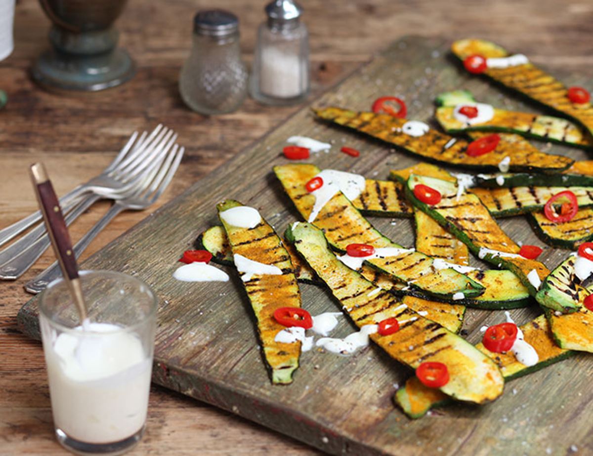 Griddled Courgettes with Turmeric & Pickled Chilli