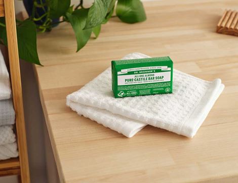 Castile Soap Bar, Hemp Almond Scented, Organic, Dr Bronner's (140g)