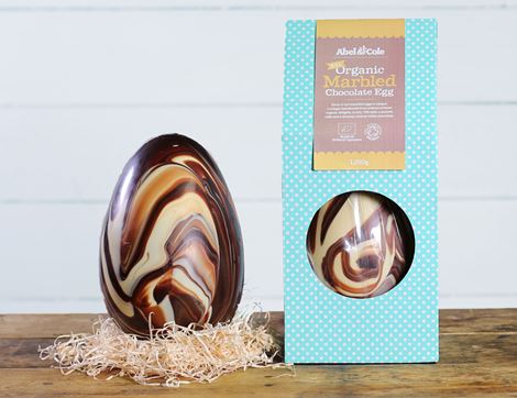 XXL Marbled Chocolate Egg with Milk Chocolate Buttons, Organic, Abel and Cole (1.25kg)
