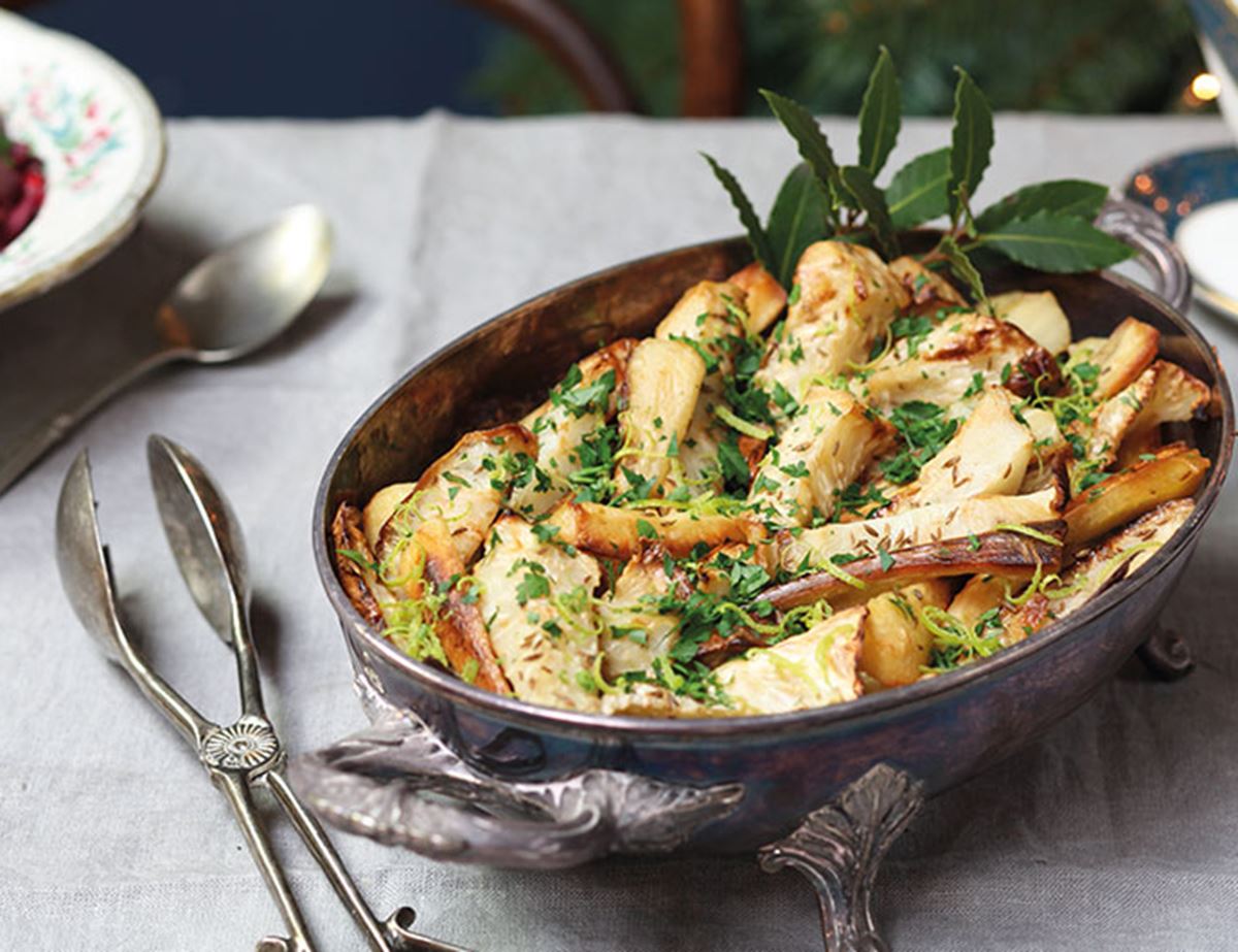 Coriander Roast Celeriac & Parsnips