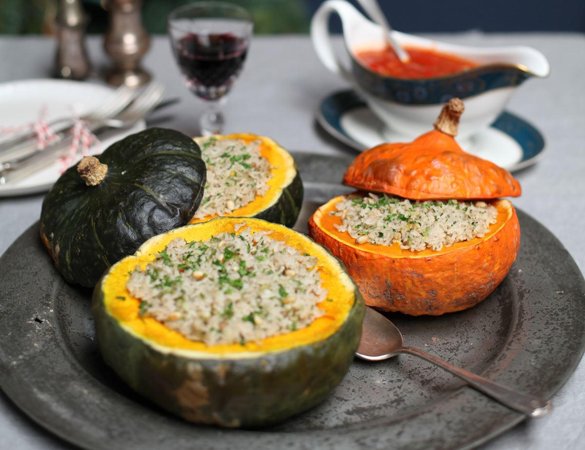 Roast Stuffed Squashes with Christmas Spices