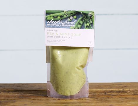 Pea & Mint Soup with Double Cream, Organic, Daylesford (500g)