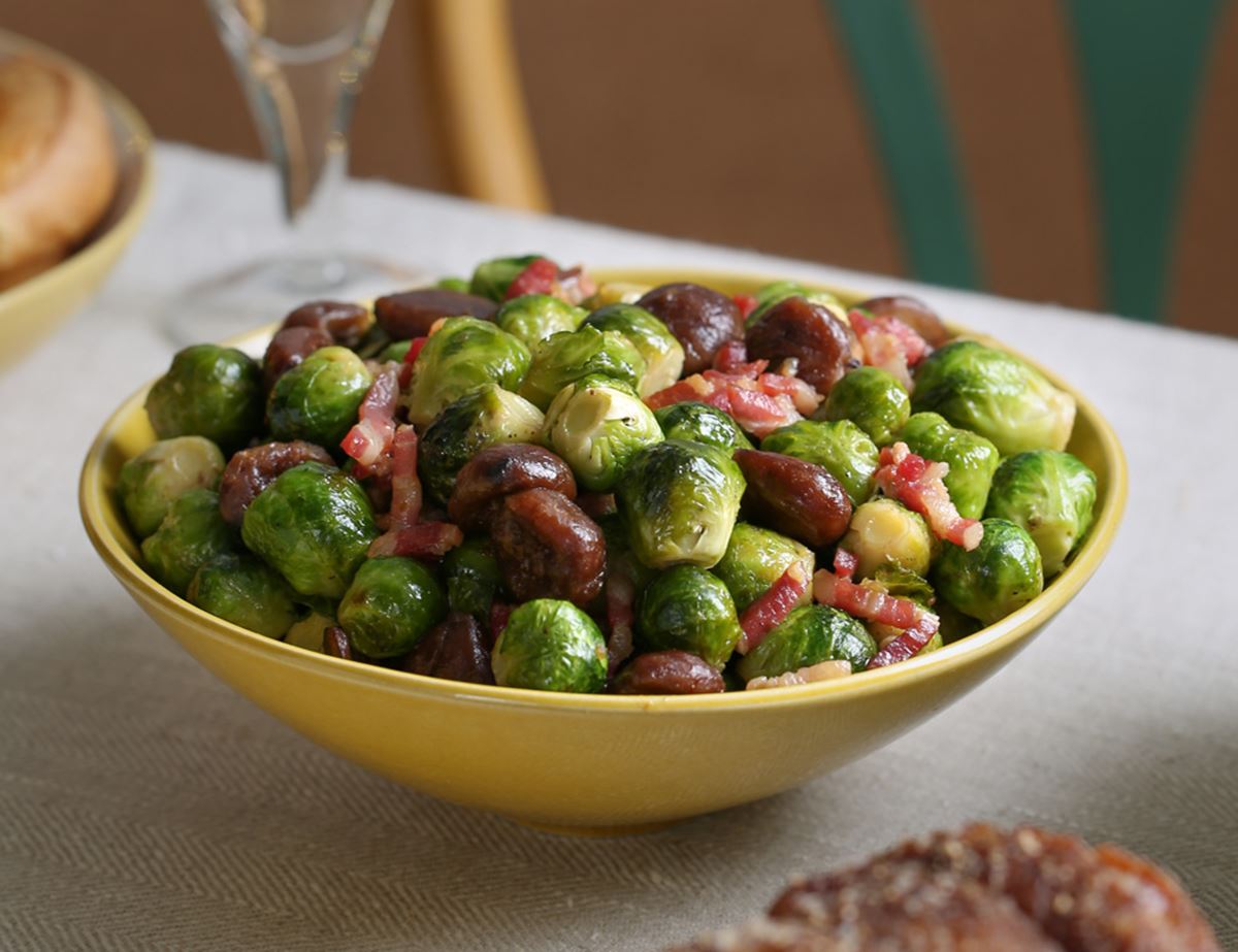 Brussels Sprouts with Chestnuts & Lardons