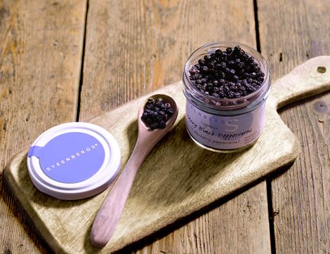 Luxury TGSEB black peppercorns, Organic, Steenbergs (45g)