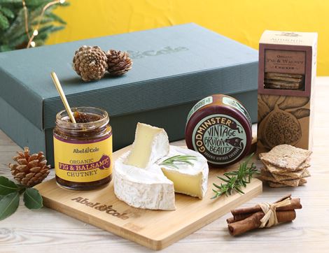 the abel & cole christmas cheeseboard gift box