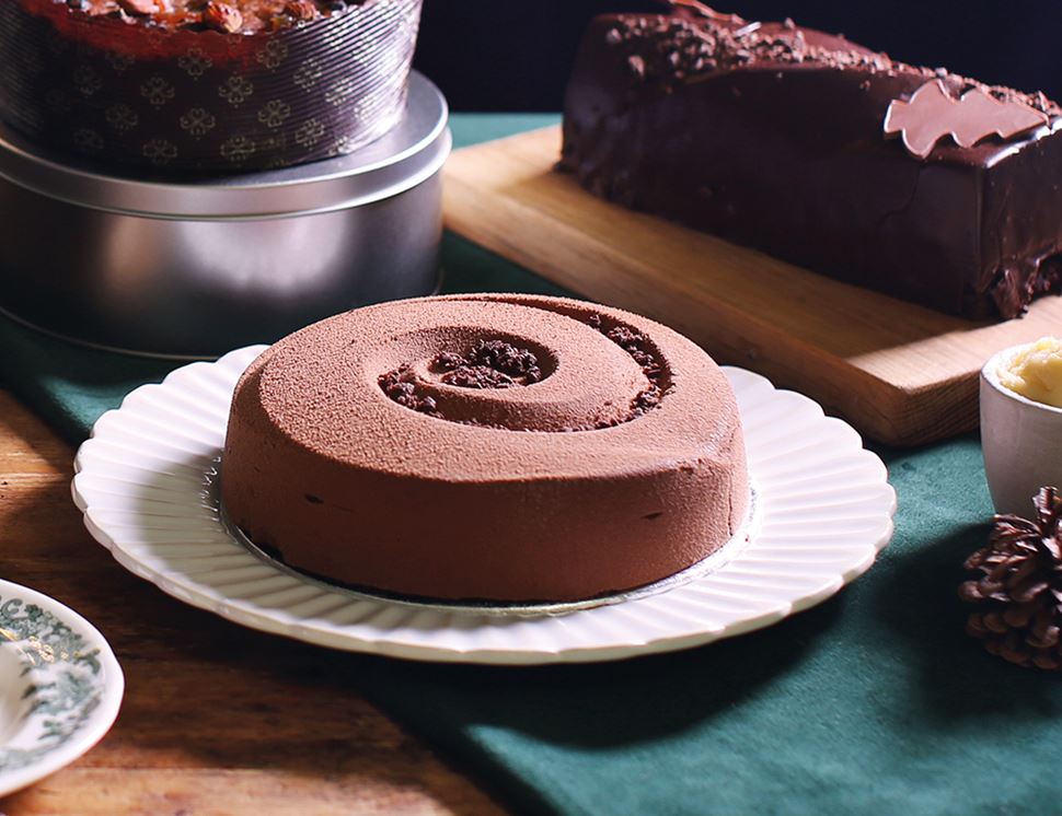 Chocolate Coffee Cake with Crème Brûlée Filling, Organic