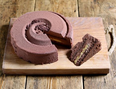 organic chocolate coffee cake with creme brulee filling daylesford
