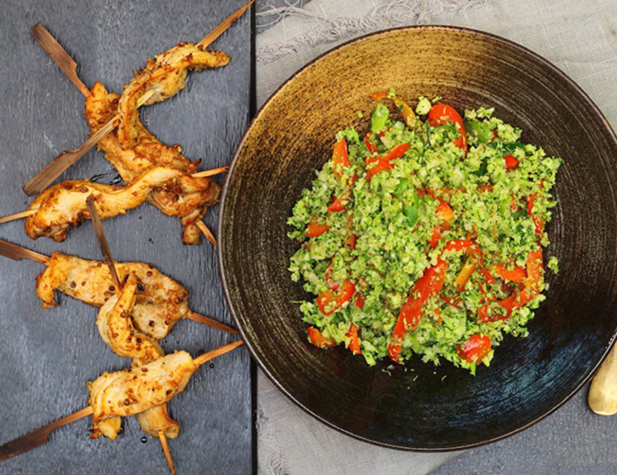 Lime & Lemongrass Skewers with Broccoli Rice