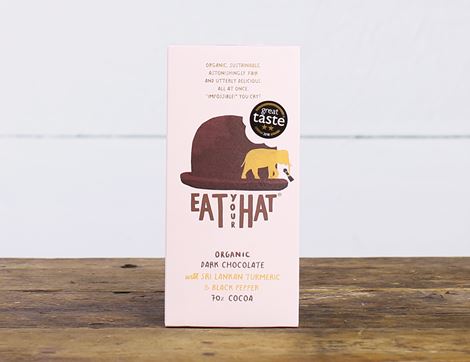 Dark Chocolate with Turmeric & Black Pepper, Organic, Eat Your Hat (91g)