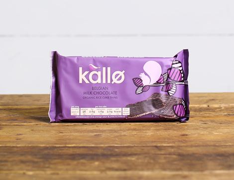 Milk Chocolate Rice Cake Thins, Organic, Kallo (90g)