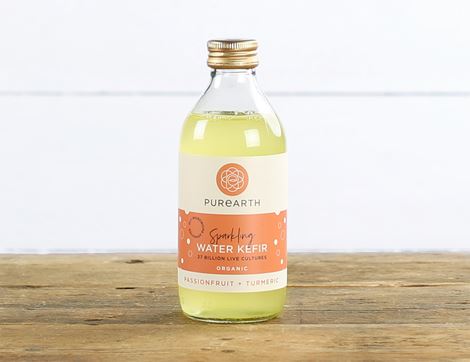 Passionfruit & Turmeric Water Kefir, Organic, Purearth (270ml)