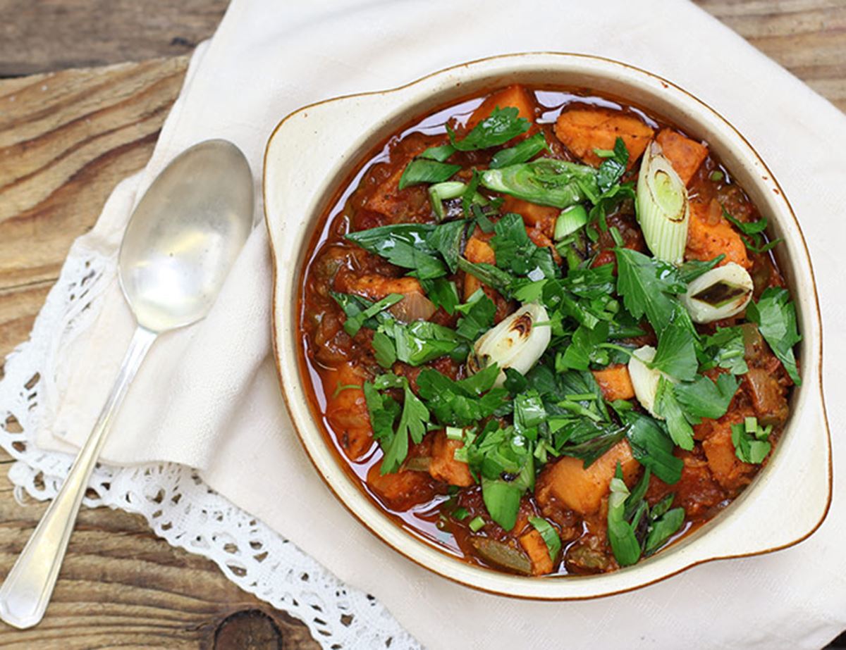 Cajun Sweet Potato & Spring Onion Soup