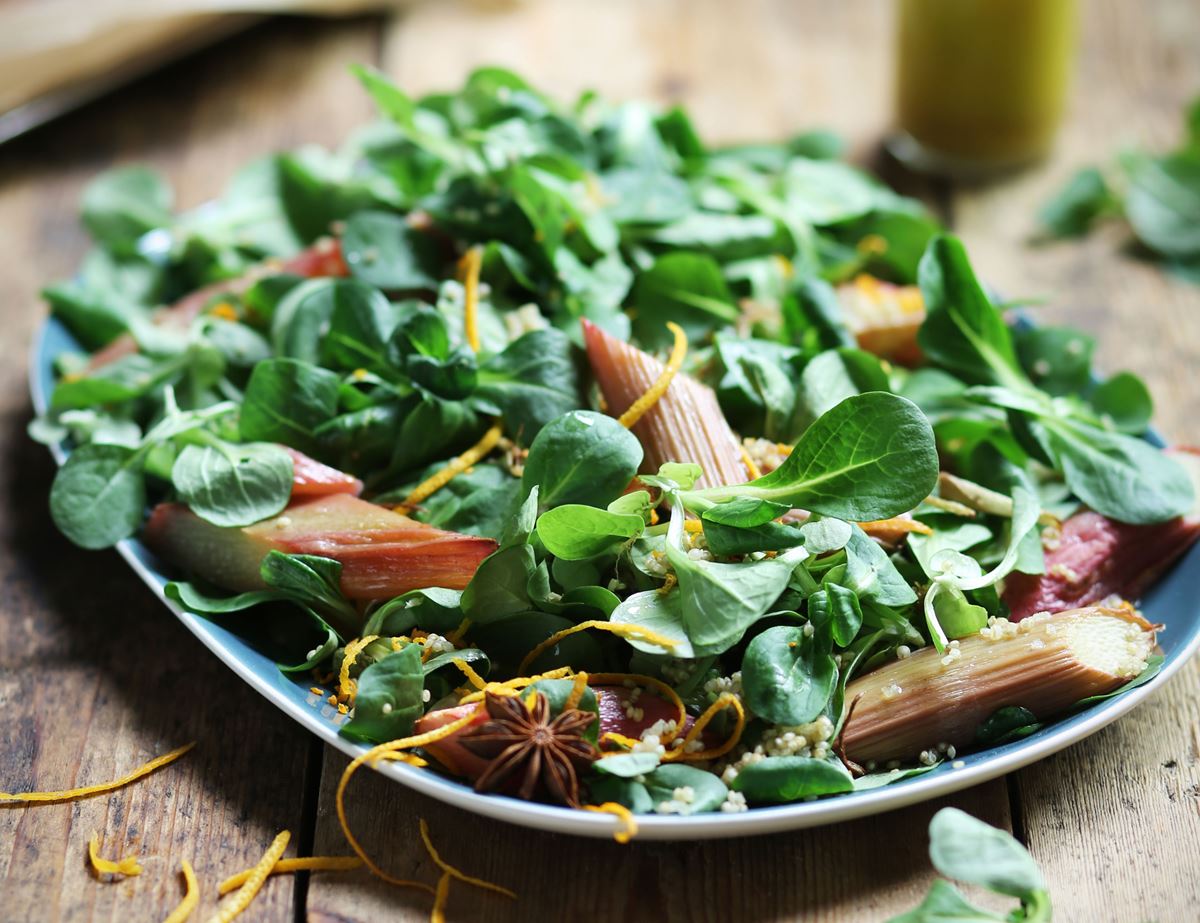 Honeyed Spiced Rhubarb & Quinoa Salad