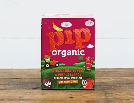 Strawberry, Banana & Purple Carrot Smoothie, Organic, Pip Organic (4 x 180ml)