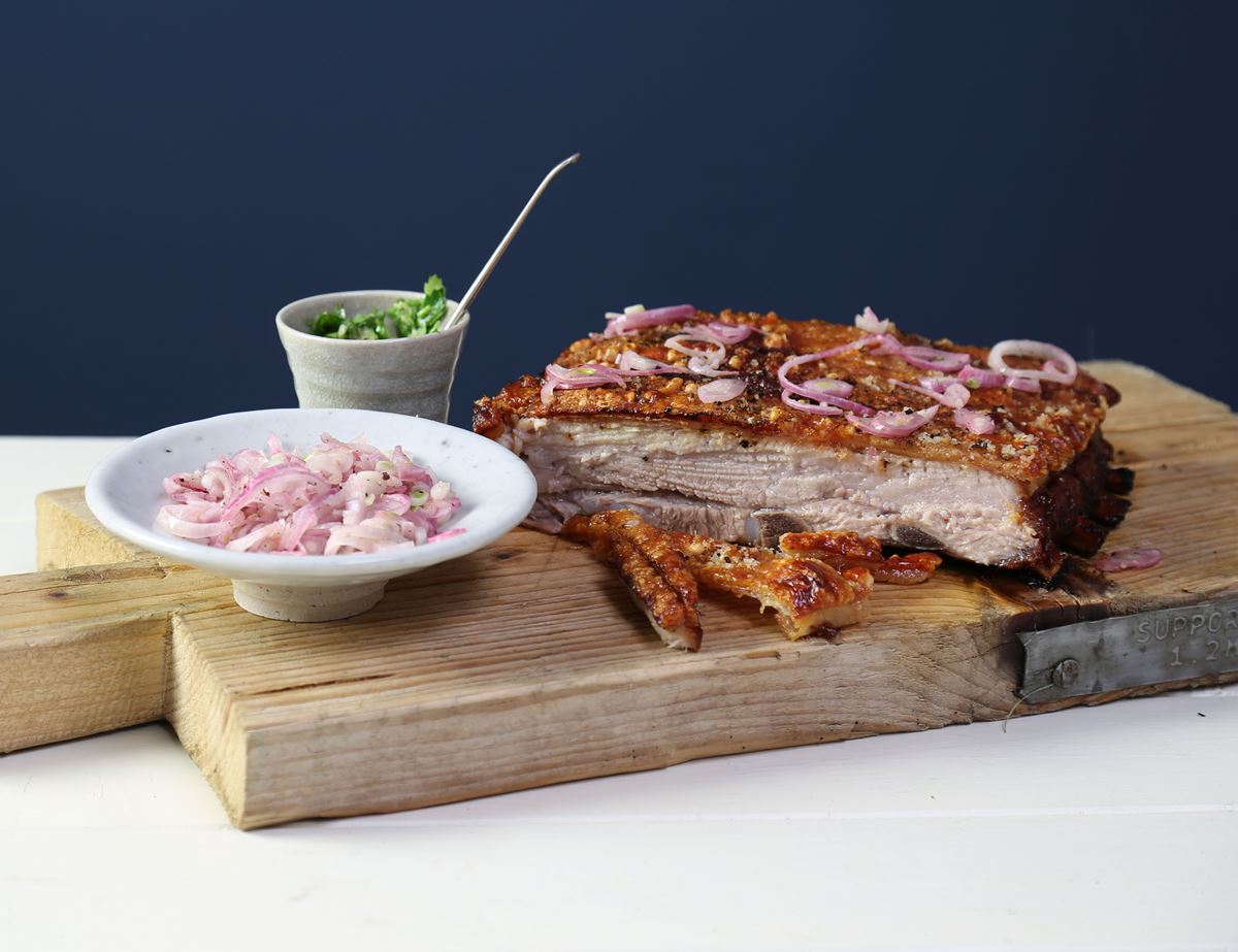 Pork Belly with Shallots & Green Sauce