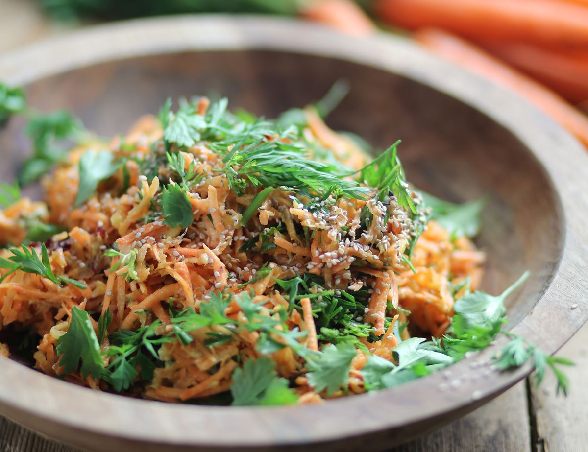 Carrot & Nectarine Slaw with Tahini 