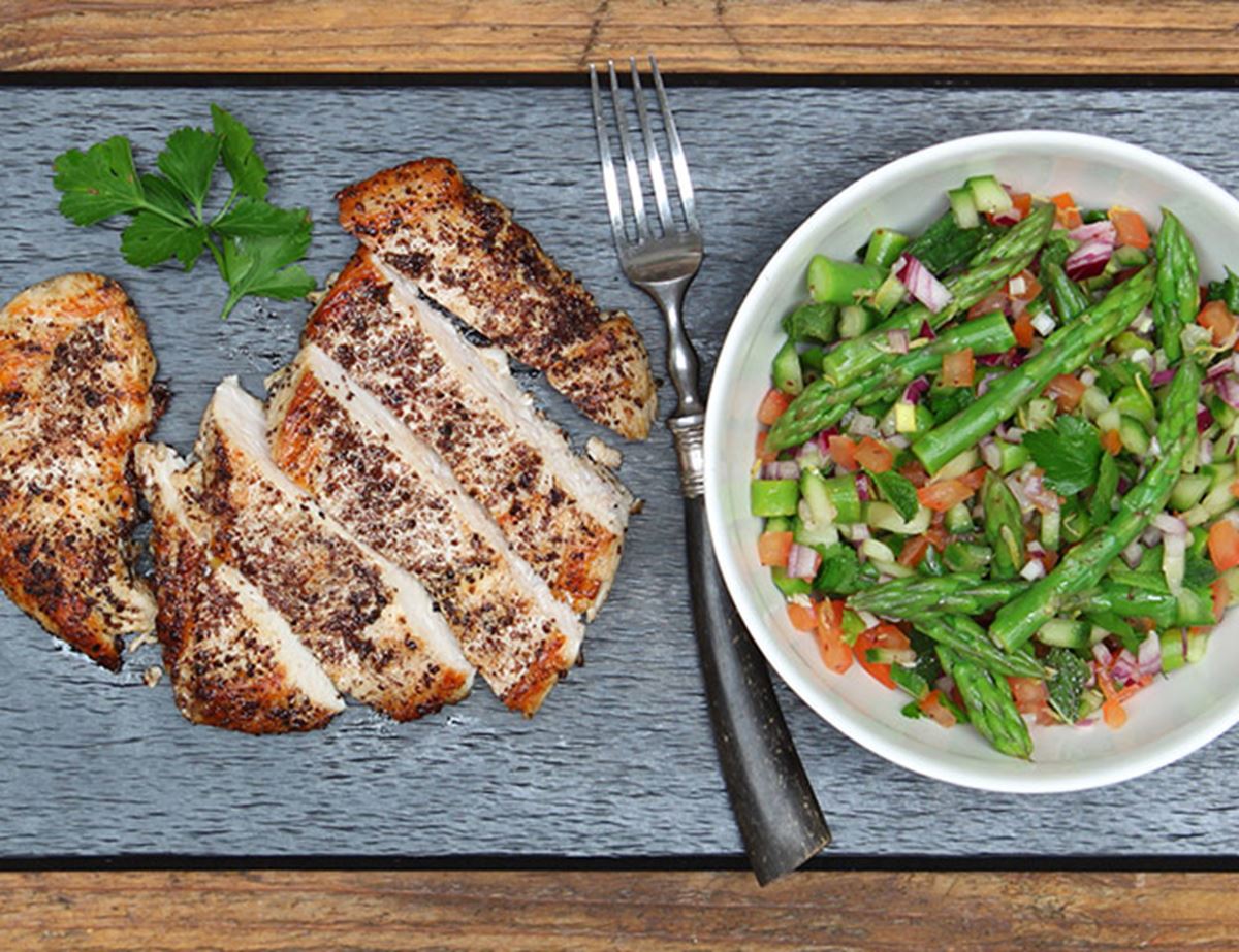 Sumach Chicken with Spring Shirazi Salad 