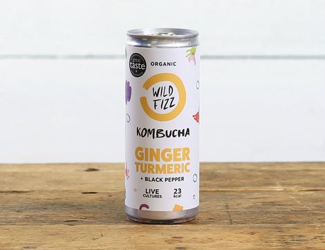 Ginger & Turmeric Kombucha, Organic, Wild Fizz (250ml)
