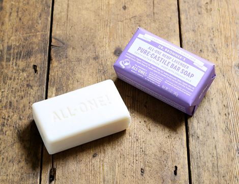 Castile Soap Bar, Lavender Scented, Organic, Dr Bronner's (140g)