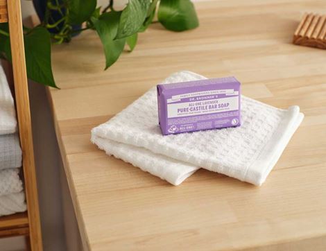Castile Soap Bar, Lavender Scented, Organic, Dr Bronner's (140g)