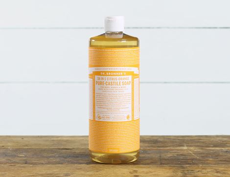 Pure-Castile Liquid Soap, Citrus Orange Scented, Organic, Dr Bronner's (946ml)