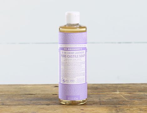 Pure-Castile Liquid Soap, Lavender Scented, Organic, Dr Bronner's (473ml)