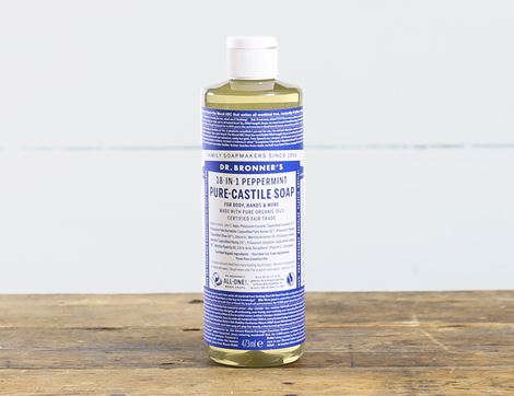 Pure-Castile Liquid Soap, Peppermint Scented, Organic, Dr Bronner's (473ml)
