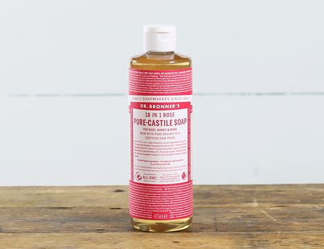 Pure-Castile Liquid Soap, Rose Scented, Organic, Dr Bronner's (473ml)
